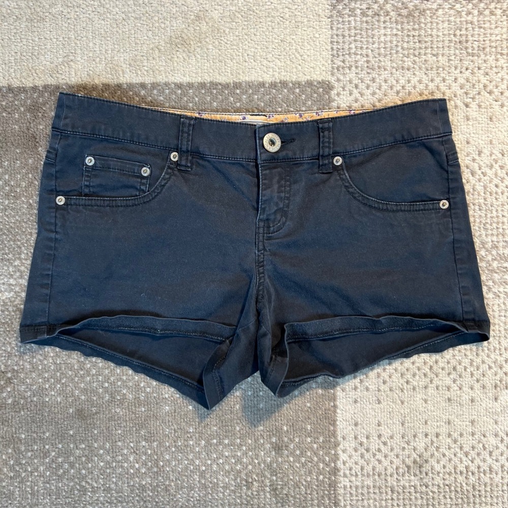 Guess Los Angeles Womens Black Stretch Denim Low Rise Mini Shorts Size 27